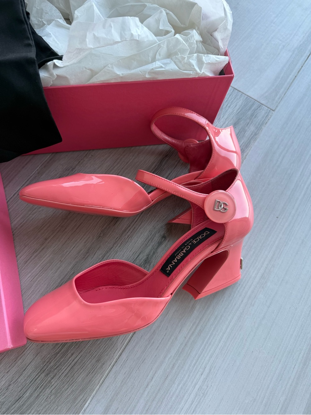 Dolce & Gabbana Coral Patent Leather Mary Jane Heels